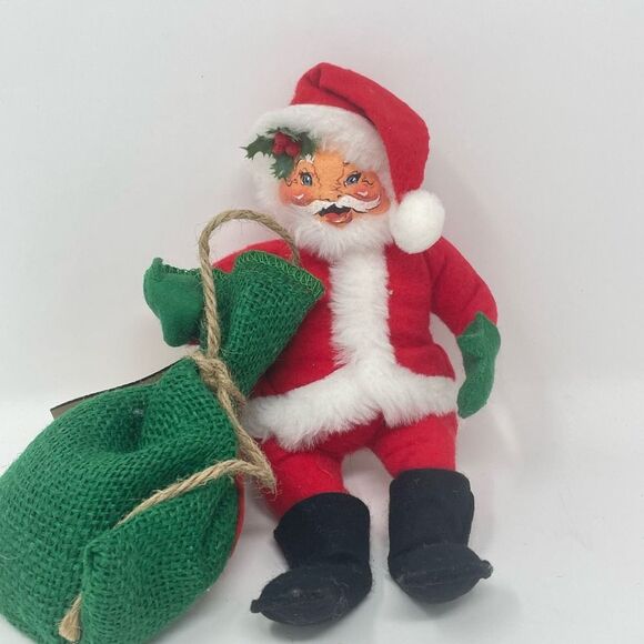 Vintage Annalee Dolls Santa with Sack Painted Face 1970s - Picture 1 of 5